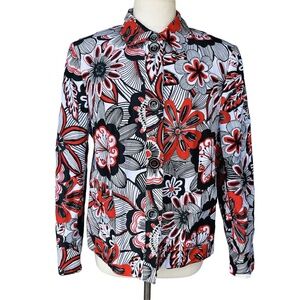 BASLER Blazer Size 44 US 14 Multicolor Floral Pocket Long Sleeve Jacket
